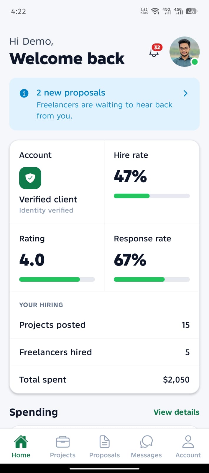 Client dashboard